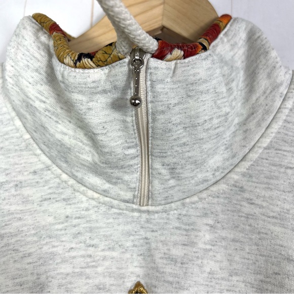 Vintage Cityscape Gray Maple Leaf Print Canada Mock Neck Sweater Size M - Picture 6 of 12